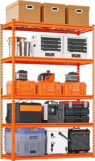 VEVOR Storage Shelves, 2500 lbs, 5 Tier Heavy Duty Garage Shelving, 18" D x 48" W x 72" H Adjustable Metal Shelves for Industrial Shelving Unit Utility Shelf, for Kitchen, Warehouse, Basement, Orange
