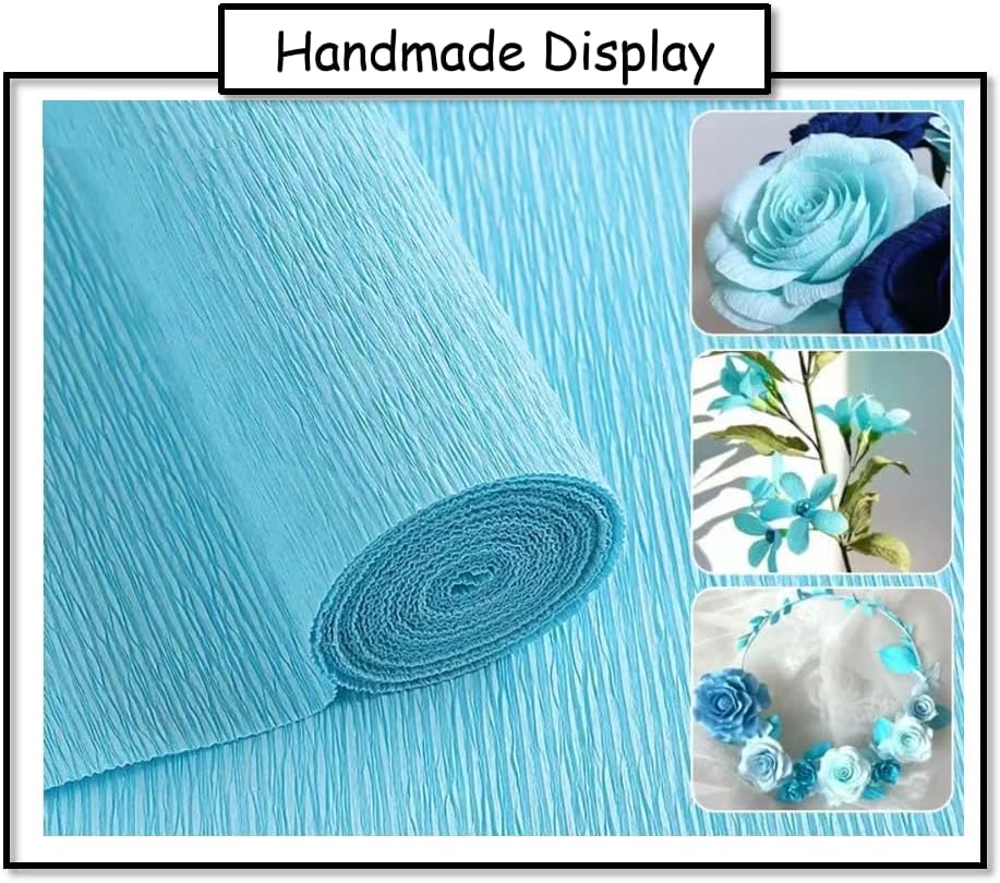 crepe paper roll 8.2ft long 17 inch wide for wedding ceremony various large festivals decoration (light blue)