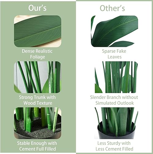 Miniatura 4 de Hanamono Palmera artificial de 3.61 pies, plantas sintéticas en maceta, árboles grandes de pájaro del paraíso, decoración del hogar, interiores y