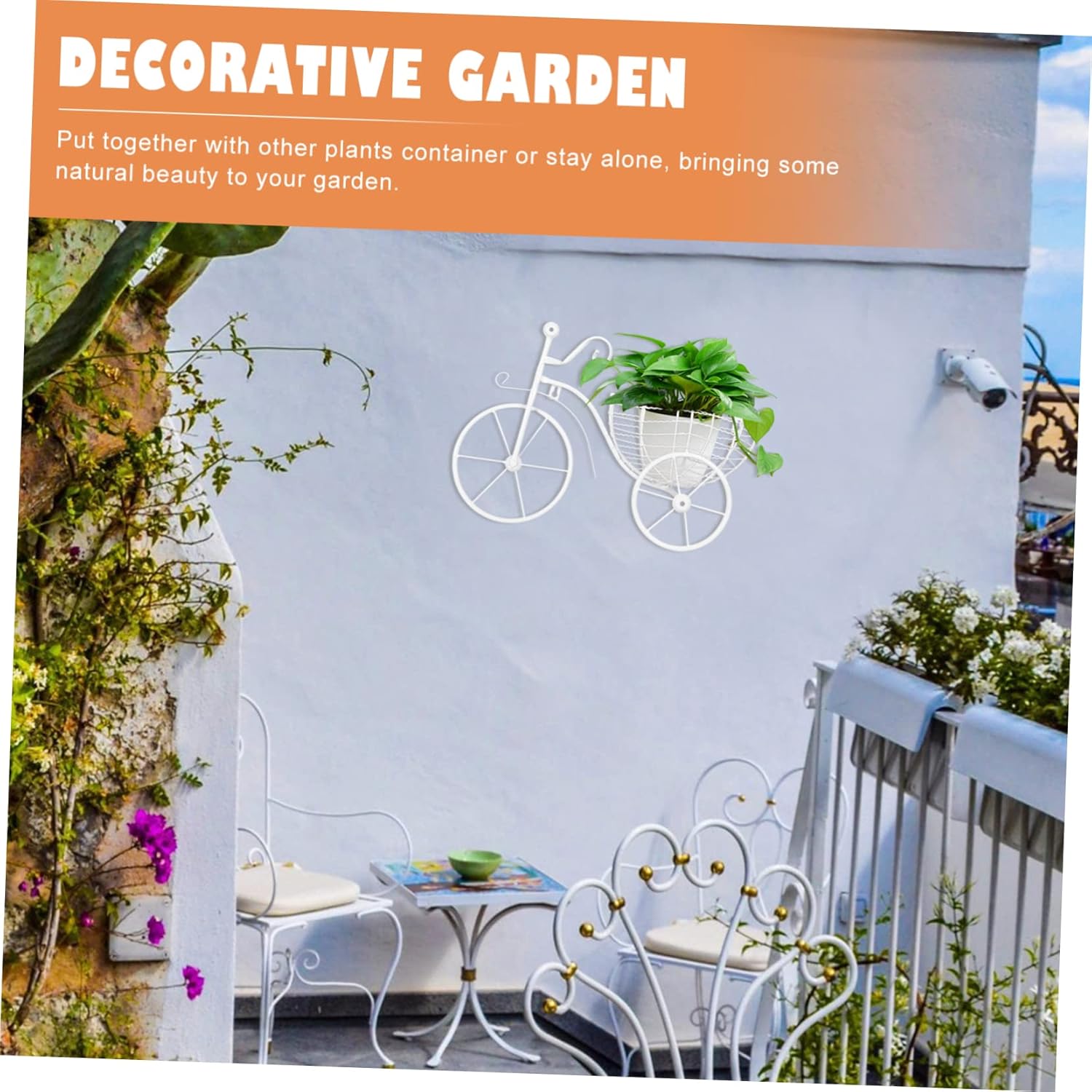 Kisangel 1pc Wall Bike Planter Outdoor Indoor Flower Basket for Home Decor Stylish Hanging Plant Pot for Gardens Patios and Balconies Elegant Design