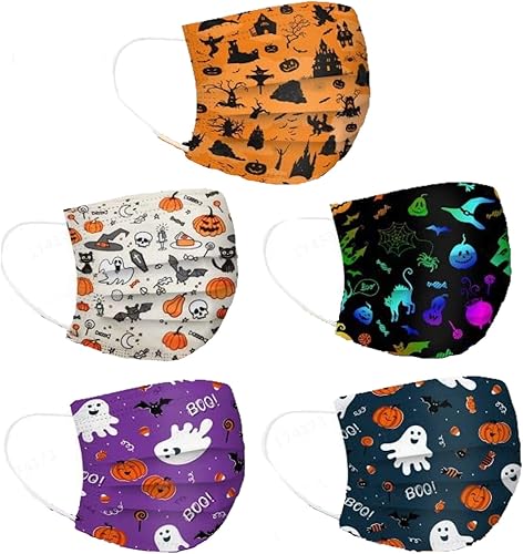 50 cubrebocas desechables con estampado floral de primavera con diseños para adultos, 3 capas con alambre para la nariz