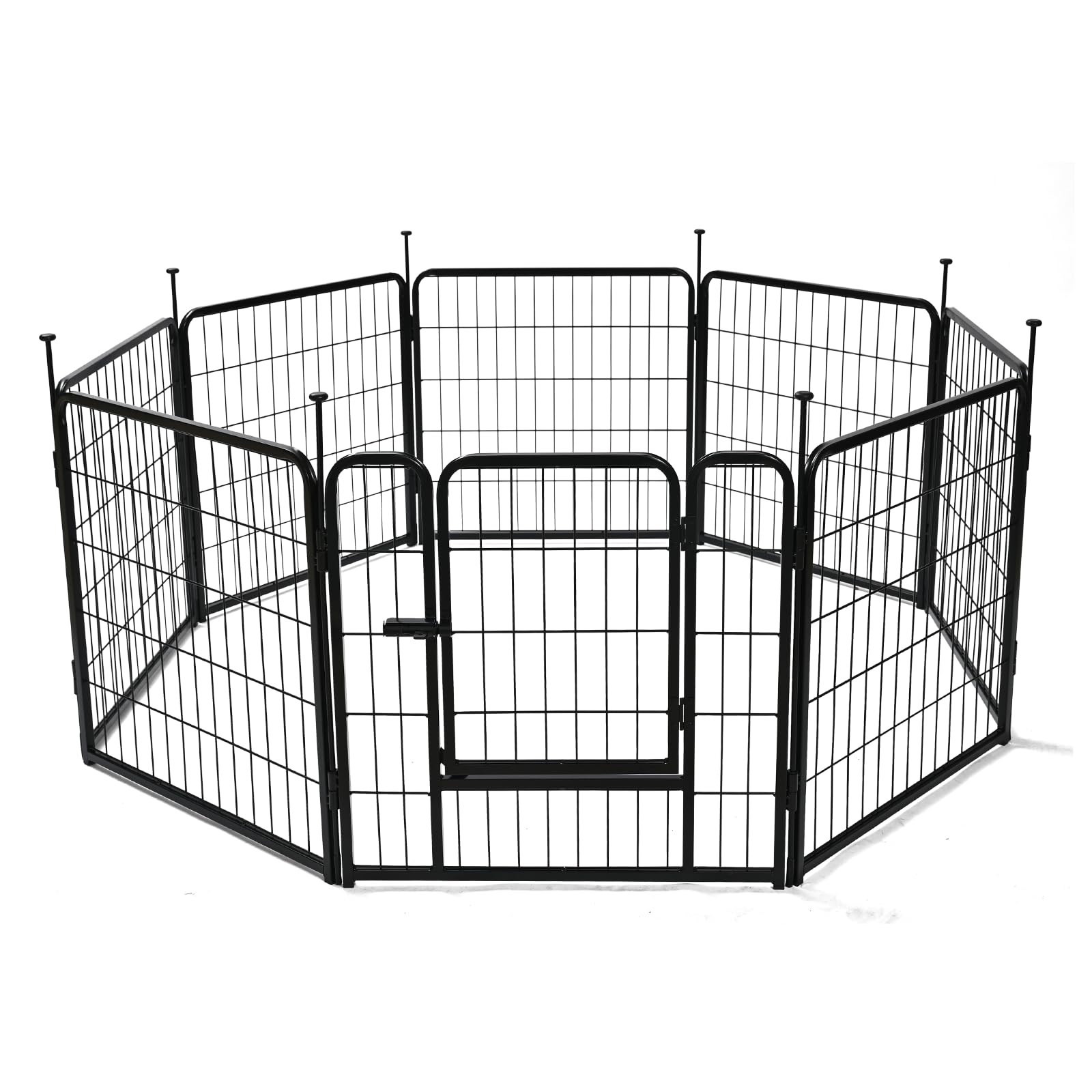 Amazon Basics Dog Playpen, 8 Panels Metal Fence with Door, Foldable for Indoor and Outdoor Use, Suitable for Small to Medium Sized Dogs, 24 Inch Height, Black
