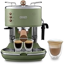 De’Longhi Icona Vintage ECOV311.GR Macchina da Espresso Manuale e Cappuccino, per Caffè in Polvere e Cialde E.S.E., Spegnimento automatico, Caldaia acciaio, Serbatoio 1,4L, Verde