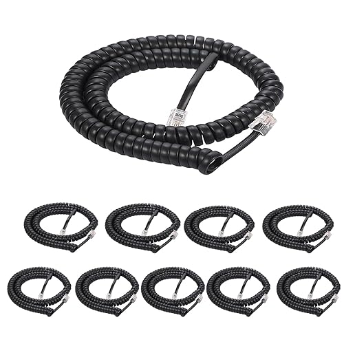 Miniatura 12 de Vthahaby Cable en espiral de 8 pies sin enrollar/1.4 pies en espiral para teléfono fijo cable 4P4C, accesorio de teléfono, negro (6)