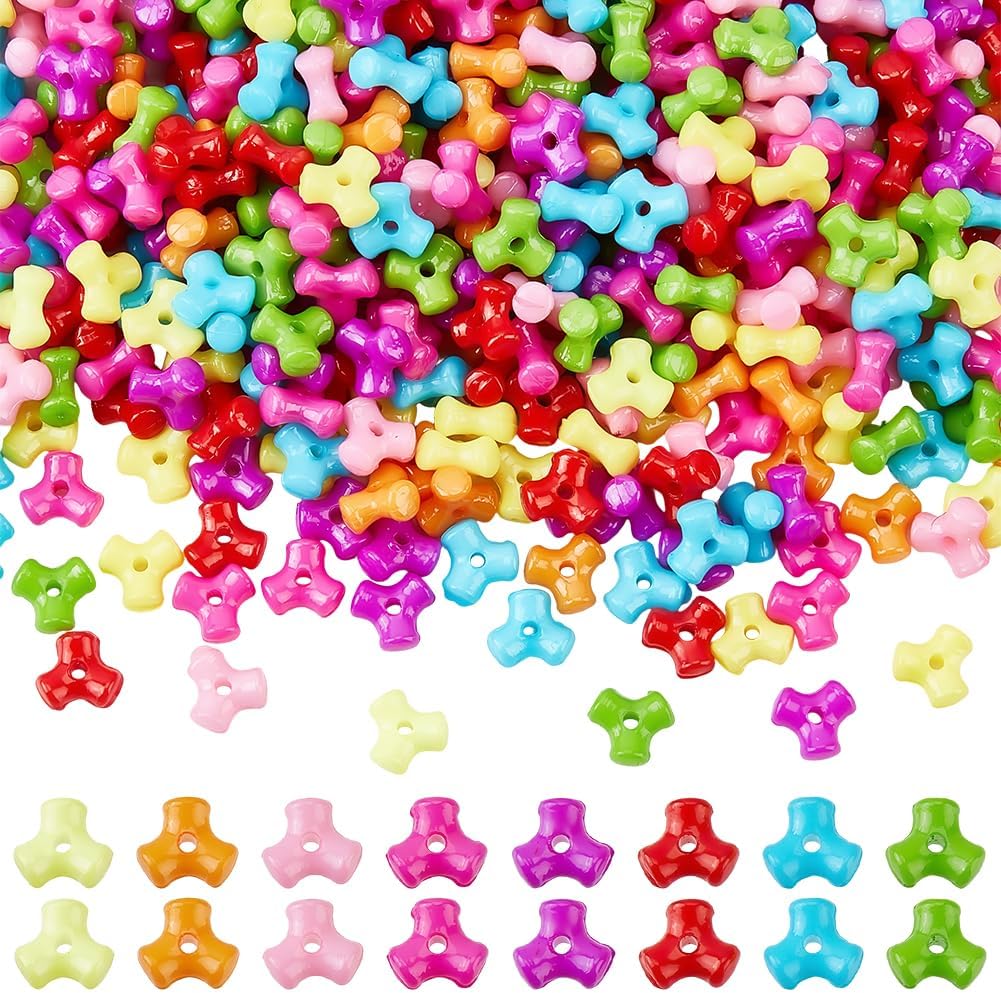 1400PCS Acrylic Tri Beads with Hole Christmas Colorful Triangle Rainbow Opaque Plastic Charm Loose Spacer Pony Bead for Jewelry Making Bracelets Necklace Tree Decoration DIY Crafts Supply