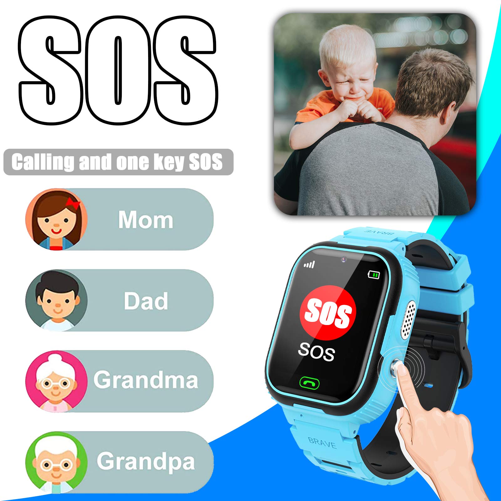 Smartwatch Per Bambini 4-12 Anni Con Telefono, Fotocamera, Giochi E Musica - Regalo Ideale (Blu) - Foto 10