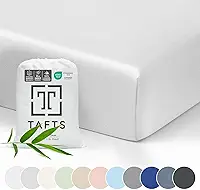 TAFTS Lençóis de bambu para berço – Lençóis de bambu orgânico 100% puro – Lençóis de cama de bambu 400 fios – 1 bolso profundo de 20,32 cm – Sensação de seda, refrescante, antiestática, hipoalergênico (branco frio)