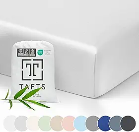 TAFTS Lençóis de bambu para berço – Lençóis de bambu orgânico 100% puro – Lençóis de cama de bambu 400 fios – 1 bolso profundo de 20,32 cm – Sensação de seda, refrescante, antiestática, hipoalergênico (branco frio)