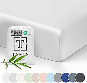 TAFTS Lençóis de bambu para berço – Lençóis de bambu orgânico 100% puro – Lençóis de cama de bambu 400 fios – 1 bolso profundo de 20,32 cm – Sensação de seda, refrescante, antiestática, hipoalergênico (branco frio)