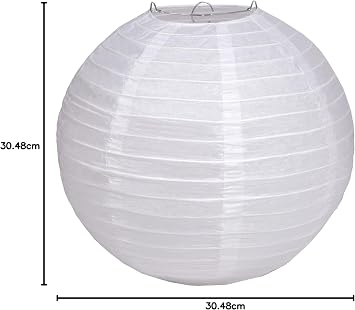 Matissa White Paper Lanterns Packs of 3 Round Paper Lanterns Lampshade Party Decorations (All White, 12 (30 Cm))