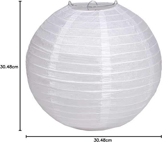 Matissa White Paper Lanterns Packs of 3 Round Paper Lanterns Lampshade Party Decorations (All White, 12 (30 Cm))