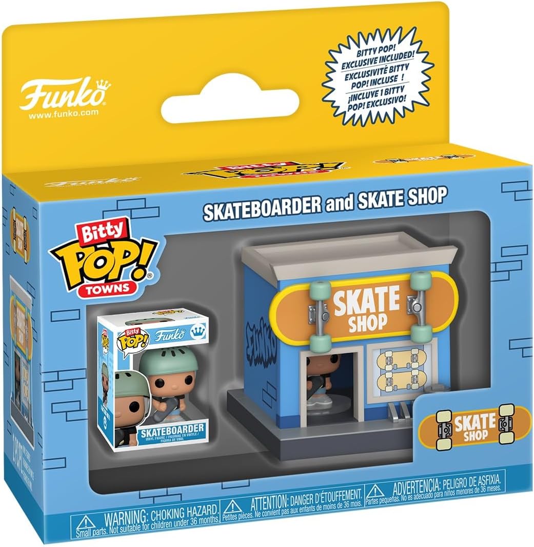 Funko Pop! Bitty Pop Town: Bitty City - Skateboarder and Skate Shop - Gift Idea IP - Mini Vinyl Display - Toys for Kids & Adults
