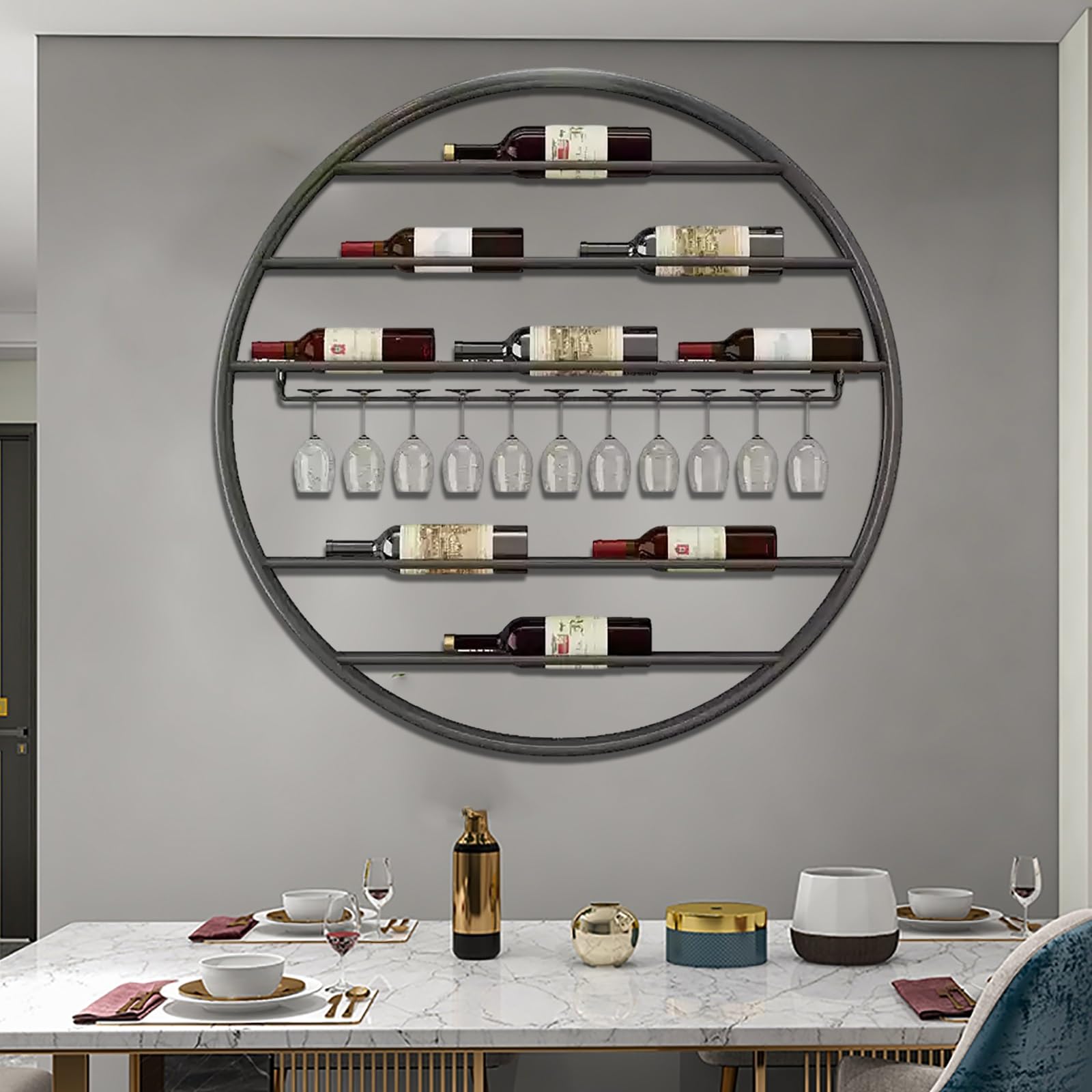 Étagère murale bouteille alcool en fer pour créer un coin bistrot à la maison
