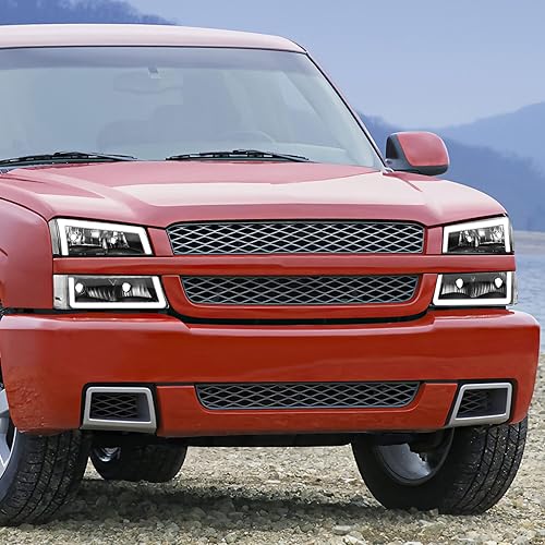 Miniatura 7 de DNA MOTORING HL-LB5-CSIL03-BK-CL1 - Par de faros LED DRL con señal de giro de estacionamiento compatible con Avalanche 1500 2500  Silverado 1500