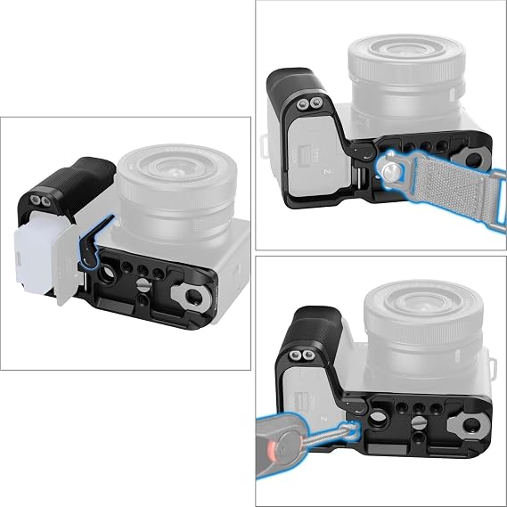 Compatible with Sony ZV-E10 II SmallRig HawkLock Quick Release Cage Kit with L-Shaped Plate and Wood Handle 4867