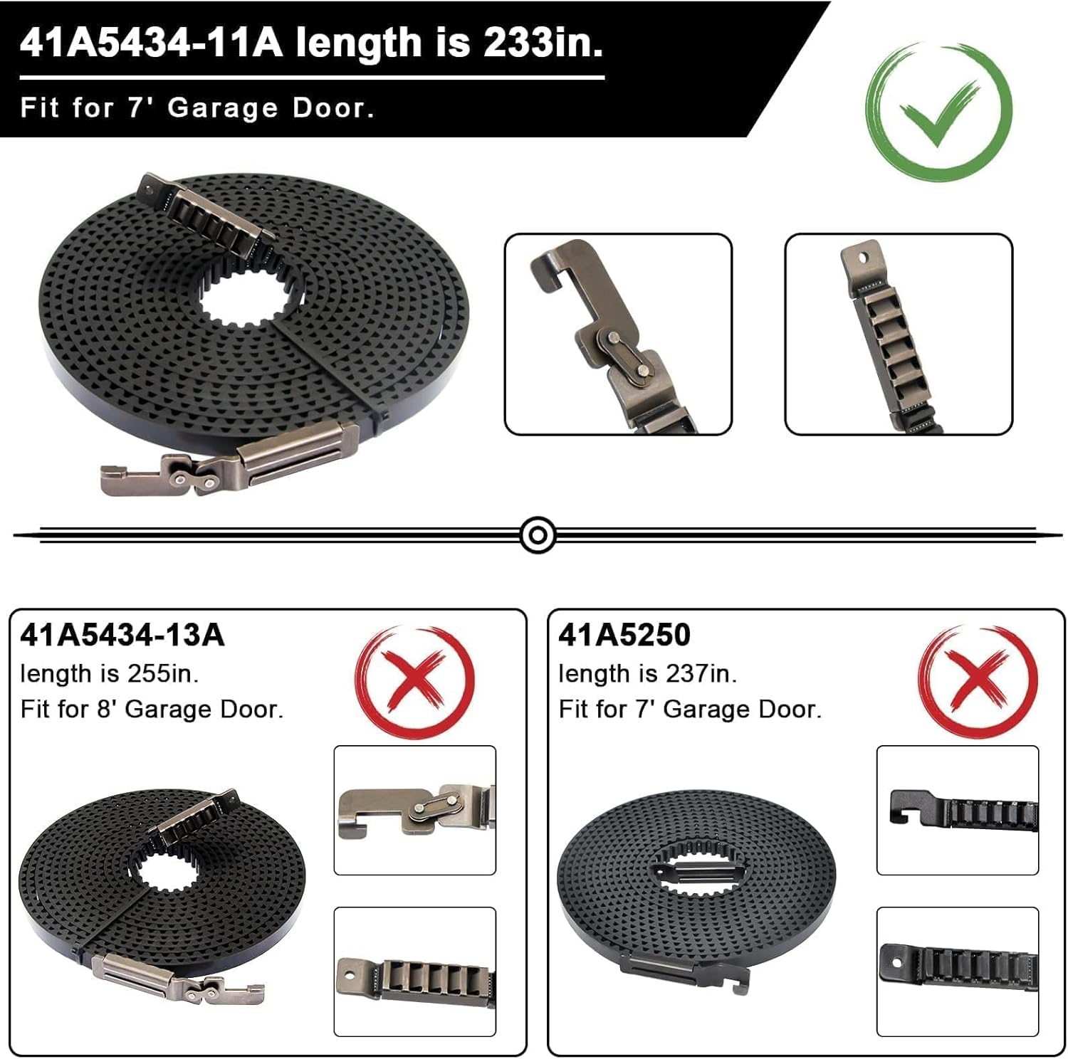 Upgraded 41A5434-11A Drive Belt 233 Inches for 7FT Garage Door Opener, Compatible with Lift-Master/Chamberlain/Sentex Garage Door Opener Models 2280 2580 2585 3270 3280 3500 3585 3850 8155 8355 84501