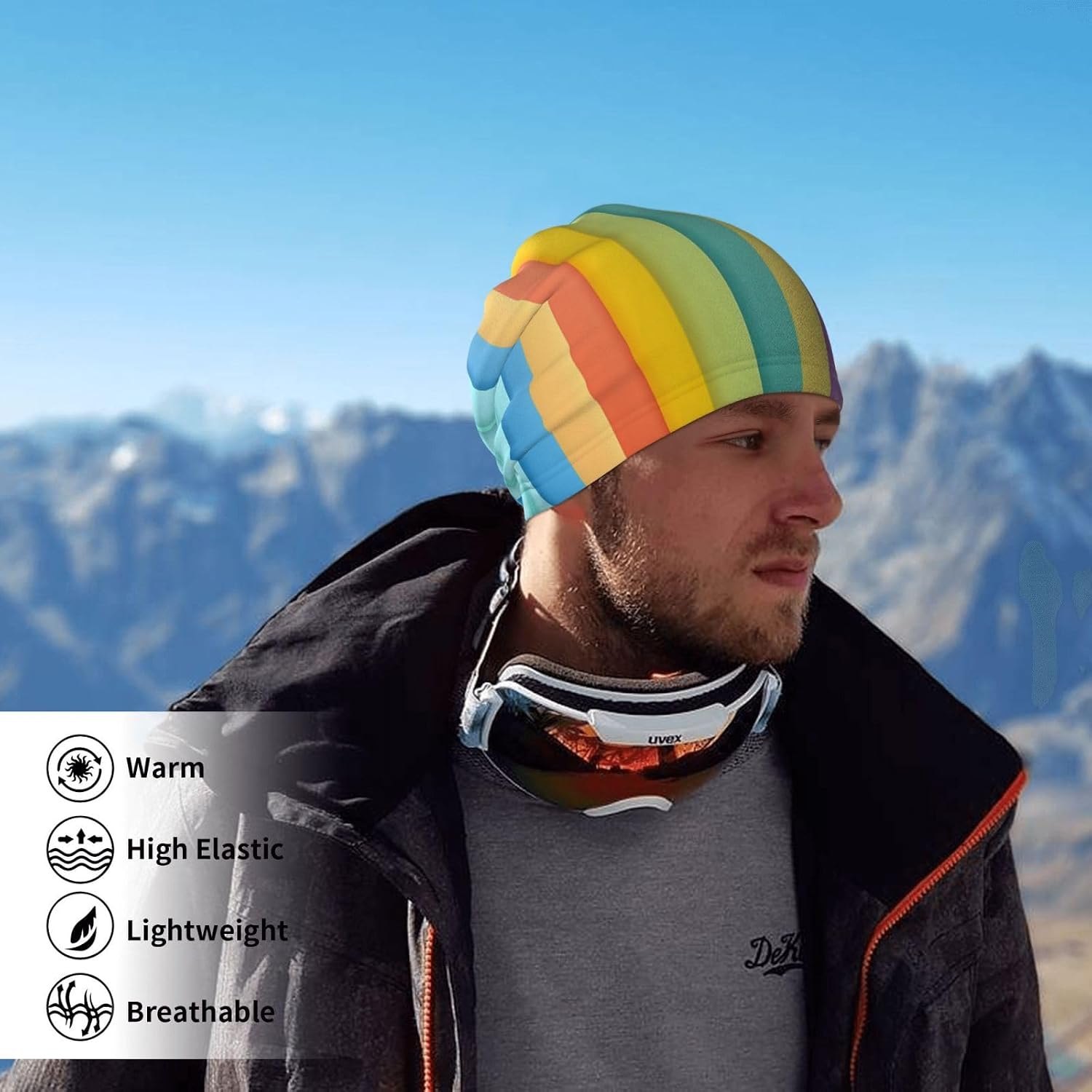 Winter Neck Warmer for Men Women, Rainbow Colored Stripes Neck Gaiter UV Sun Protection Face Mask Windproof Cold Weather Face Cover Thermal Ski Mask Scarf for Outdoor Sports Bandana