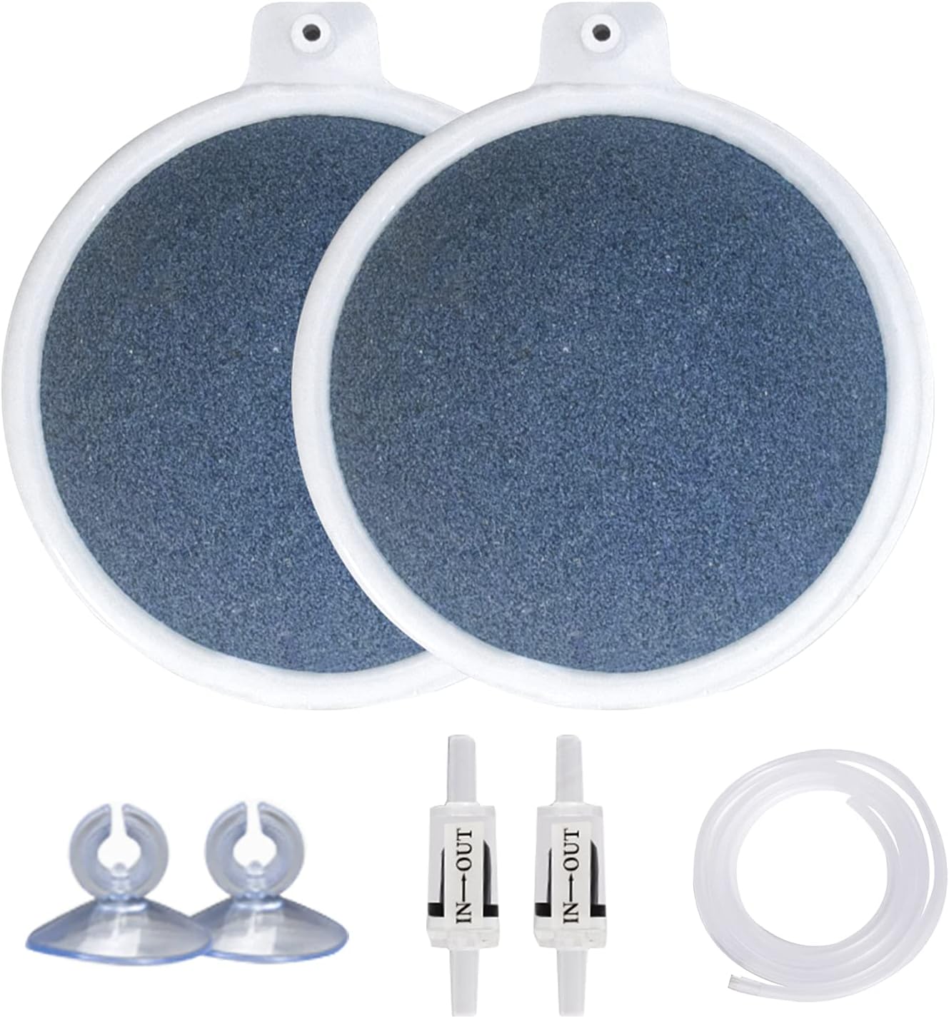 Kaiyopop Air Stone for Aquarium, Bubbler Diffuser Bubble Stone, Air Stone Kit with Suction Cups, Check Valves and Airline Tubes for…