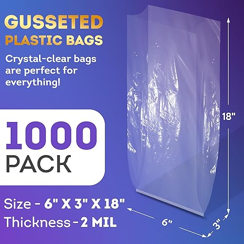 Vista 130 de APQ Bolsas de Polietileno con Fuelle 1 Mil Transparente/10" x 6" х 20