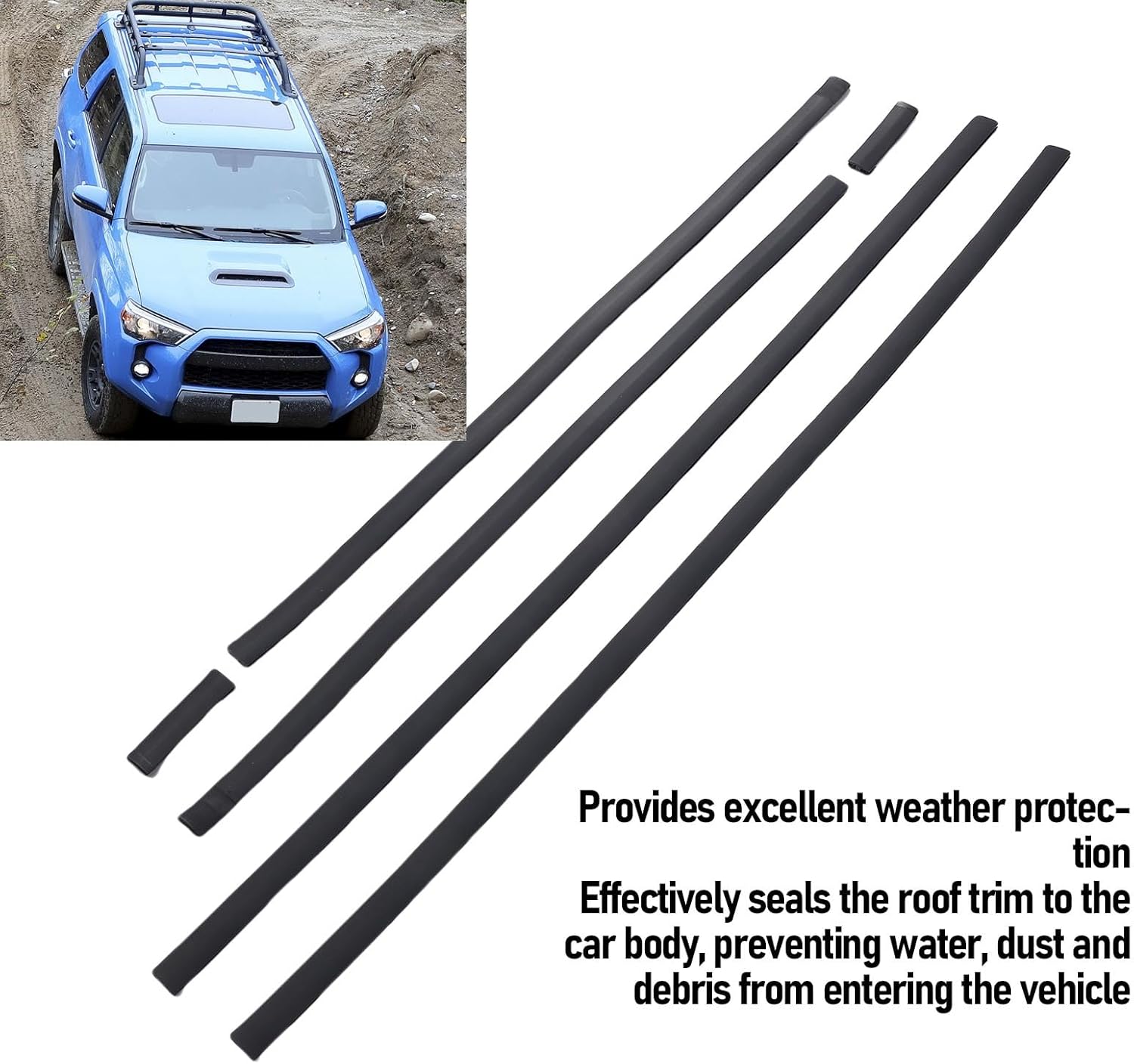 Luocute 6 Pcs Car Roof Drip Side Moulding, Trim Seal Kit Weatherproof Rubber 75551-35080 75552-35070, Easy Install