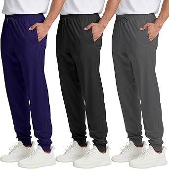 3 Pac Mens Mesh Jogger Athletic Sweatpants with Pockets