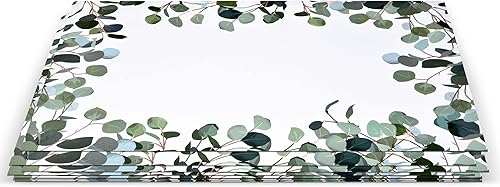 Miniatura 6 de Juego de 50 alfombrillas desechables de papel de eucalipto verde de 11 x 17 pulgadas, tapete para colocar con hojas verdes de verano para mesa