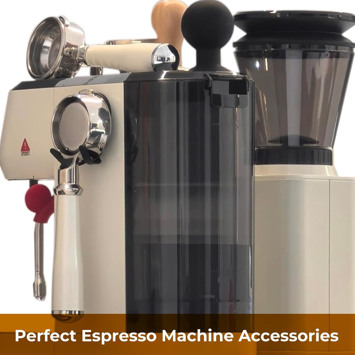 Magnetic Portafilter Holder for Espresso Machine, Coffee Tamper Organizer Rack with Powerful Magnet, Compatible with Breville, 51mm 53mm 58mm Portafilters, No Adhesive (Silver)