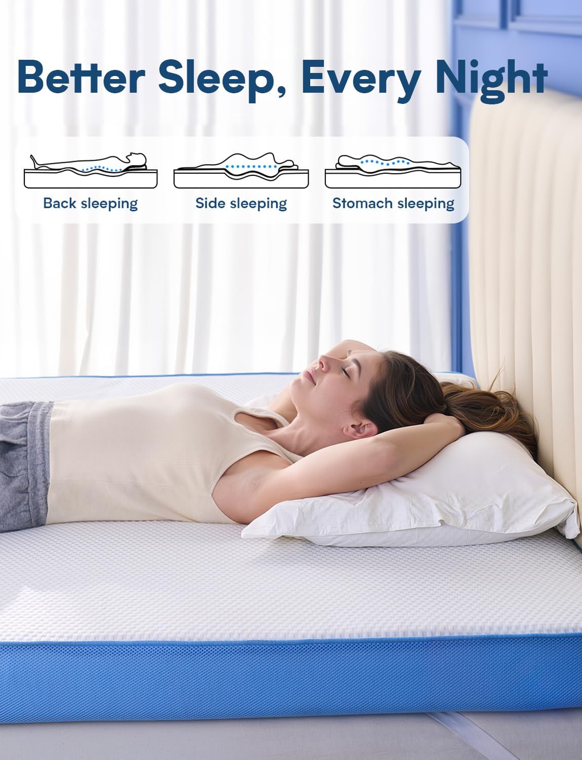 Extra Firm Mattress Topper King Size, 2026 Upgraded 3 Inch 7-Zone Egg Crate Cooling Gel Memory Foam Bed Topper for Pressure Relief and Back Pain, Bamboo Charcoal Mattress Pad, Washable Cover