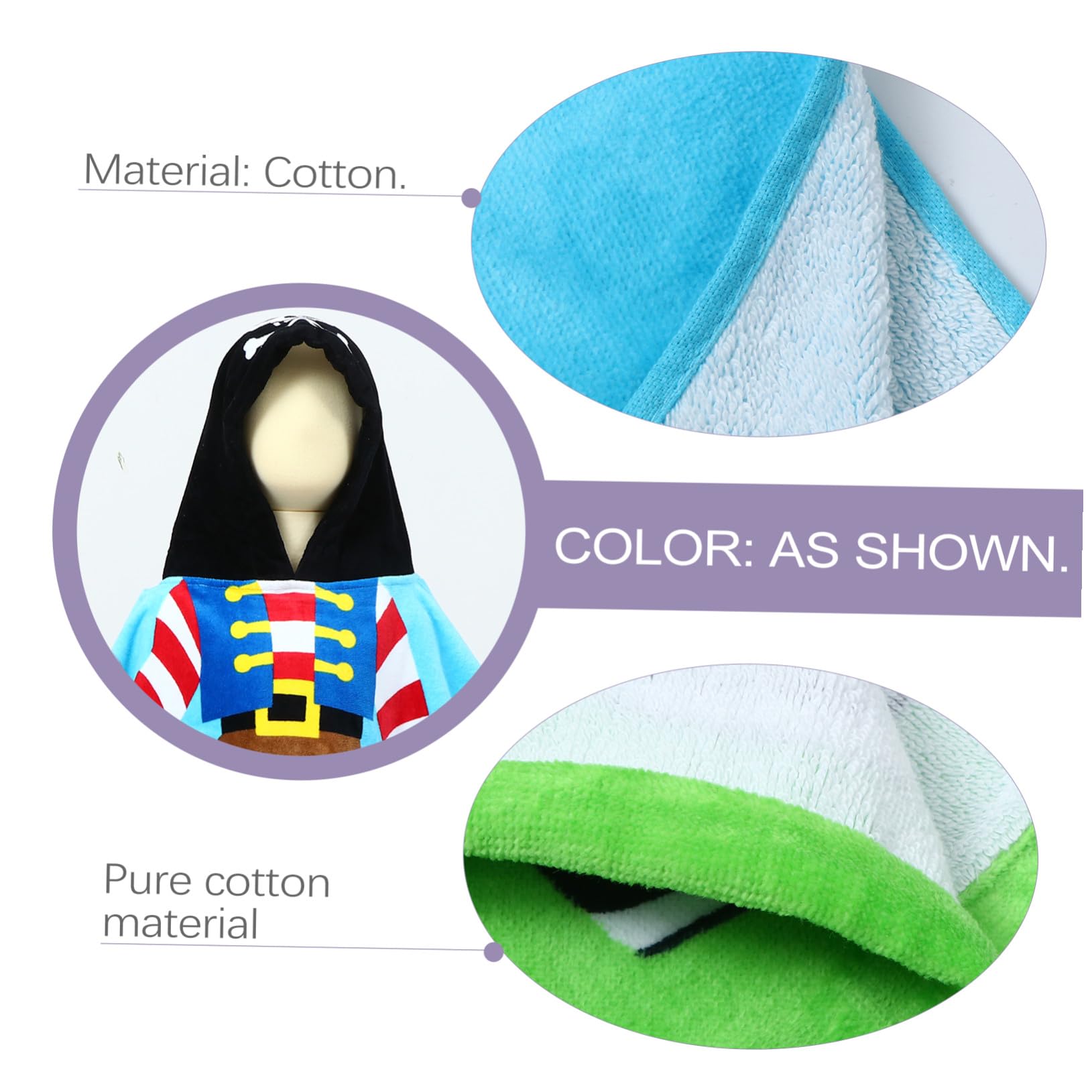 Peignoir Serviette de Bain pour Garçon et Filles en Coton Capuche Absorbante et Respirante Motif Pirate Capitaine, Plage Piscine