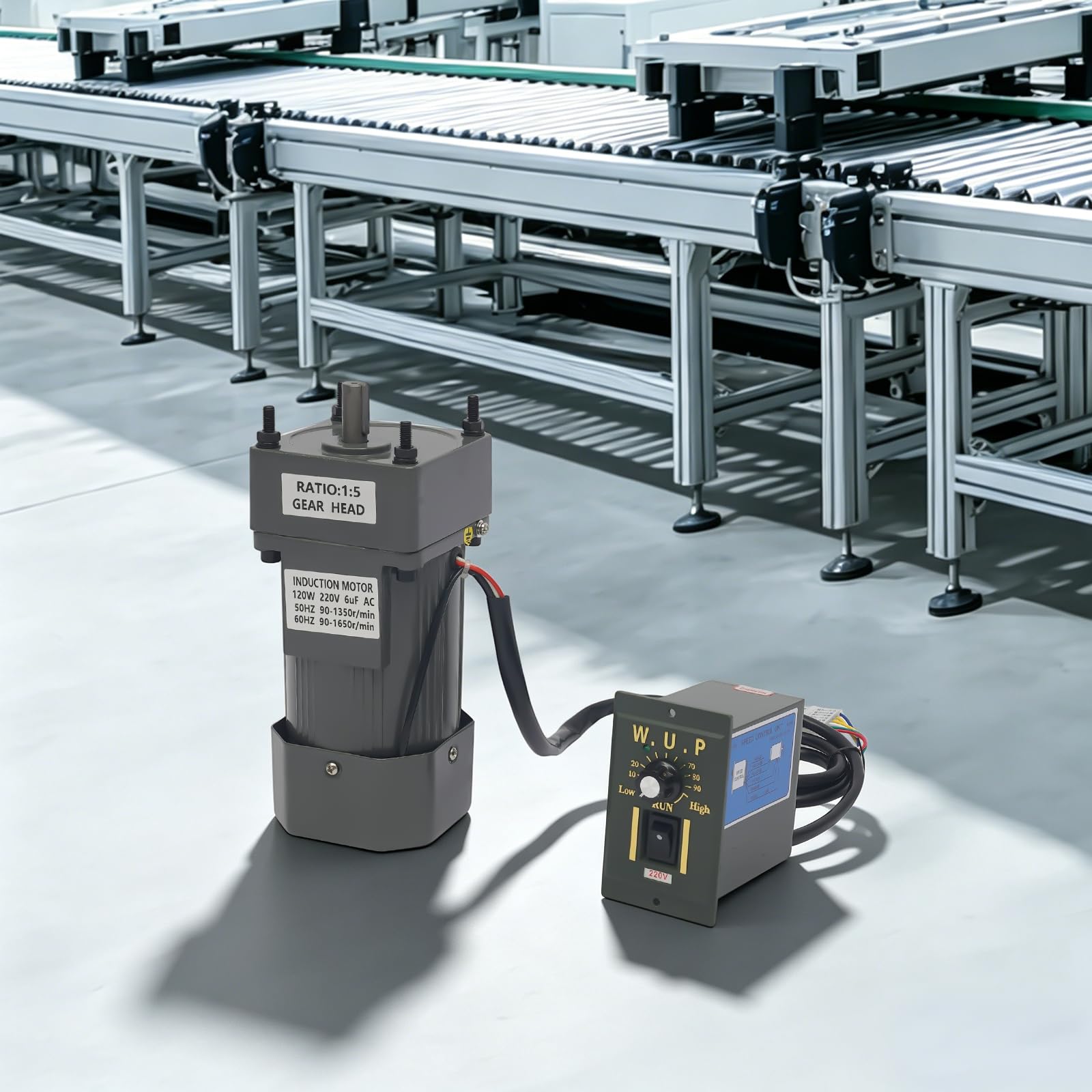 Getriebemotor, 220V 120W 5K + Regler (220V Verkabelung) Gear Motor Elektromotor Getriebemotor mit Drehzahlregler CW/CCW 3.5Drehmoment Centric Output Welle 12mm