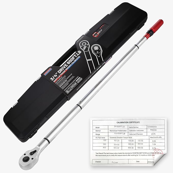 UYECOVE 3/4 Inch Torque Wrench, 48 Tooth Torque Wrench 3/4 Drive 100