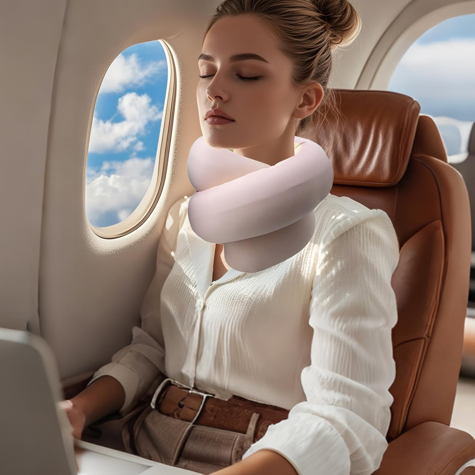 XJBTBA Cuscini da Viaggio, Cuscino Pieghevole a Spirale con Supporto – Cuscino per Aereo | per Ufficio, Dormire, riposare, Letto, Auto, Dormire e Schienale