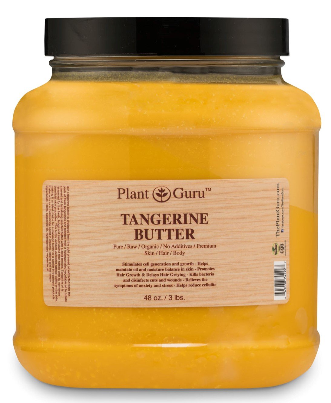 Tangerine Body Butter 3 lb. 100% Pure Raw Fresh Natural Cold Pressed. Skin Body and Hair Moisturizer, DIY Creams, Balms, Lotions, Soaps.