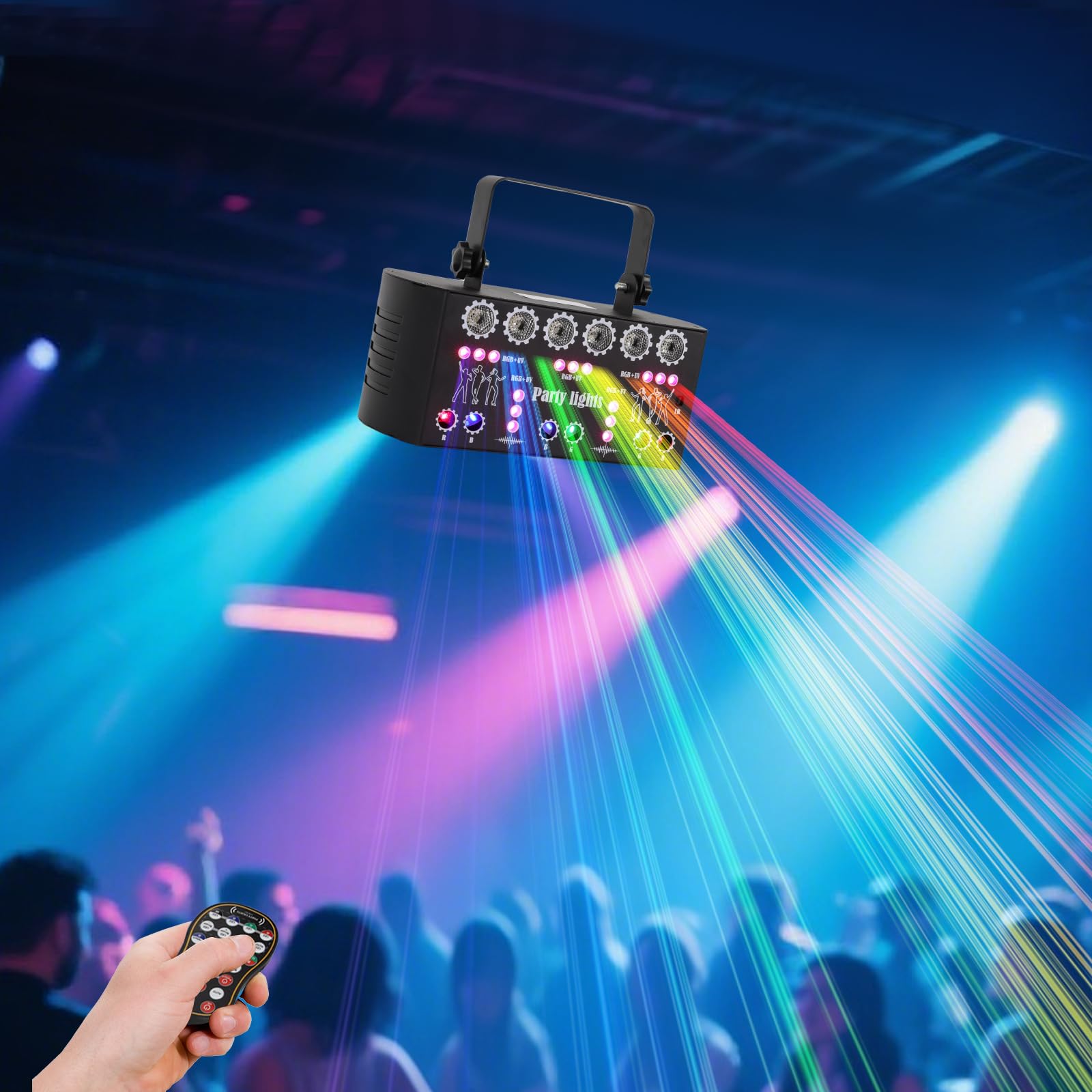 Partylicht Disco Licht LED Partyleuchte Lichteffekte Musikgesteuert DJ Lichter Sprachsteuerung Stroboskop Selbstfahren DMX Fernsteuerung 27 Lumières für Nachtclub KTV Live Show Party