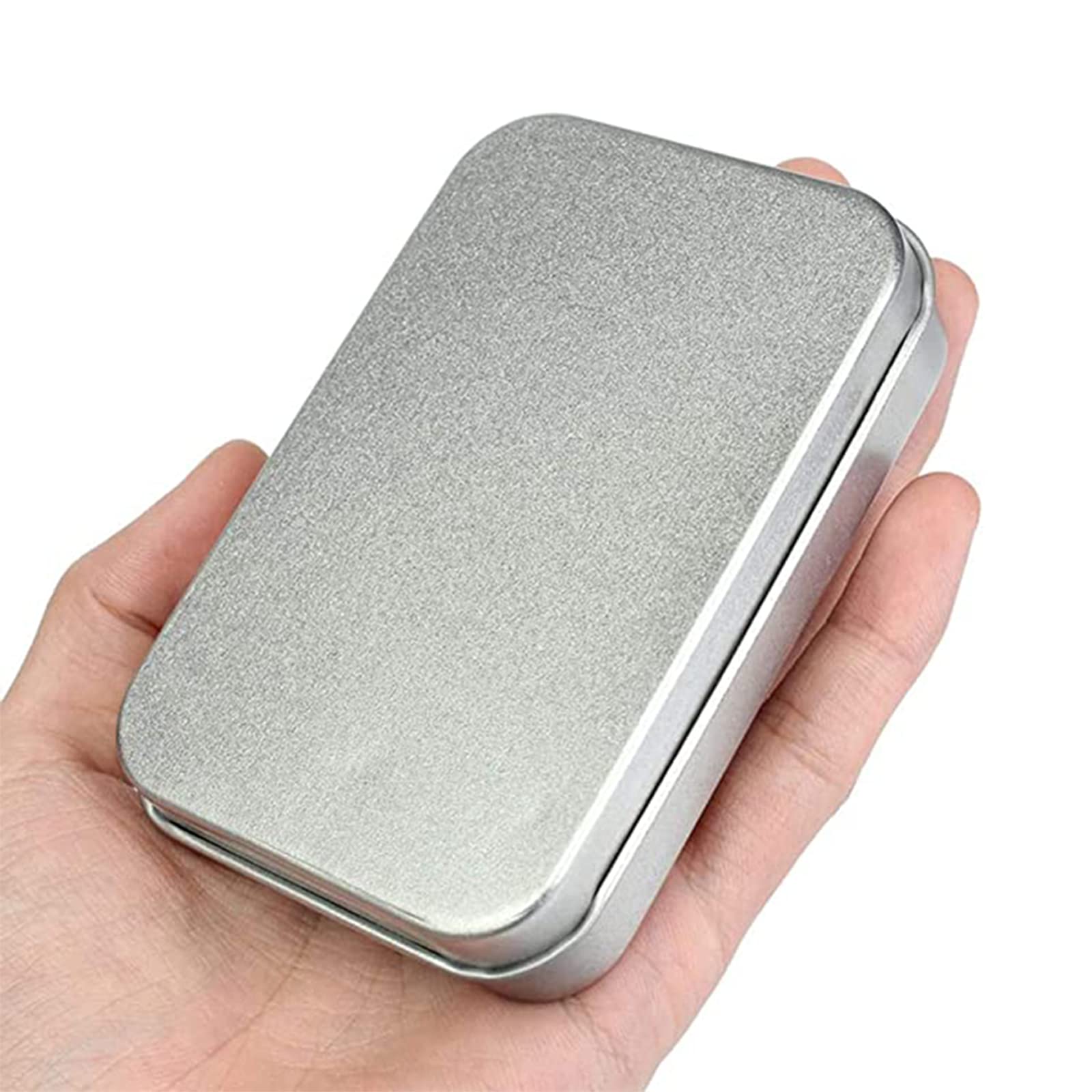 6 Petites Boîtes Métalliques Rectangulaires Argentées 9,5x6x2,2cm - Avec Couvercle à Charnière, Pour Rangement Bijoux, Clés, Bonbons