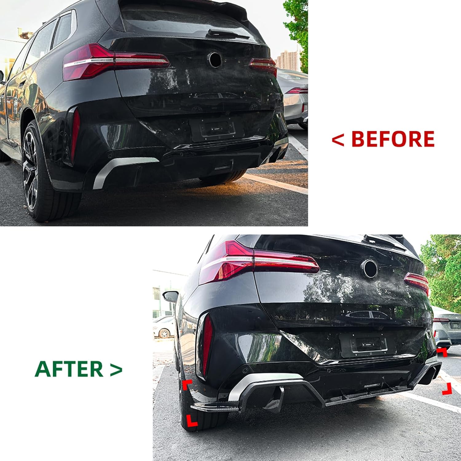 Rear Bumper Diffuser Lip Cover Kit for BMW X3 G45 M Sport 2024-2025 Black