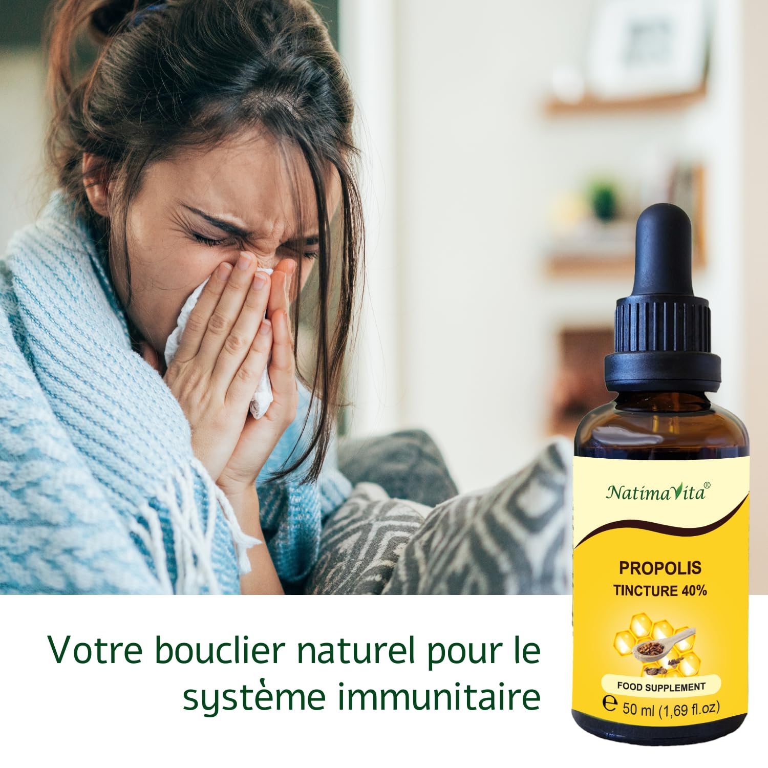 Teinture mère de Propolis 40% – 3 x 50 ml – Pure à forte dose de propolis gouttes – 100% naturel - Extrait de propolis - NatimaVita