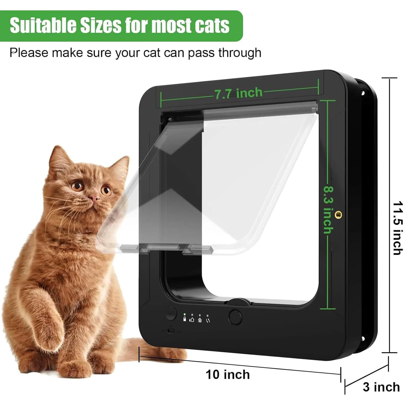 Chatière à Puce Électronique, Chatière Automatique, Chatière Électronique Automatique Intelligente avec Capteur de Collier, Verrouillage à 4 Voies, Télécommande, pour Chats et Petits Chiens