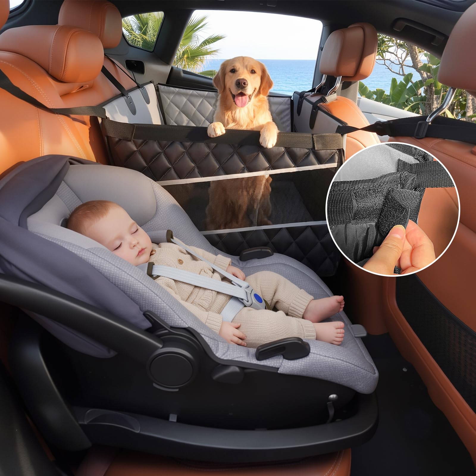 MIXJOY Dog Car Seat for Large Dogs, Back Seat Extender, Waterproof, Gray, Model PBG0003-GY-L