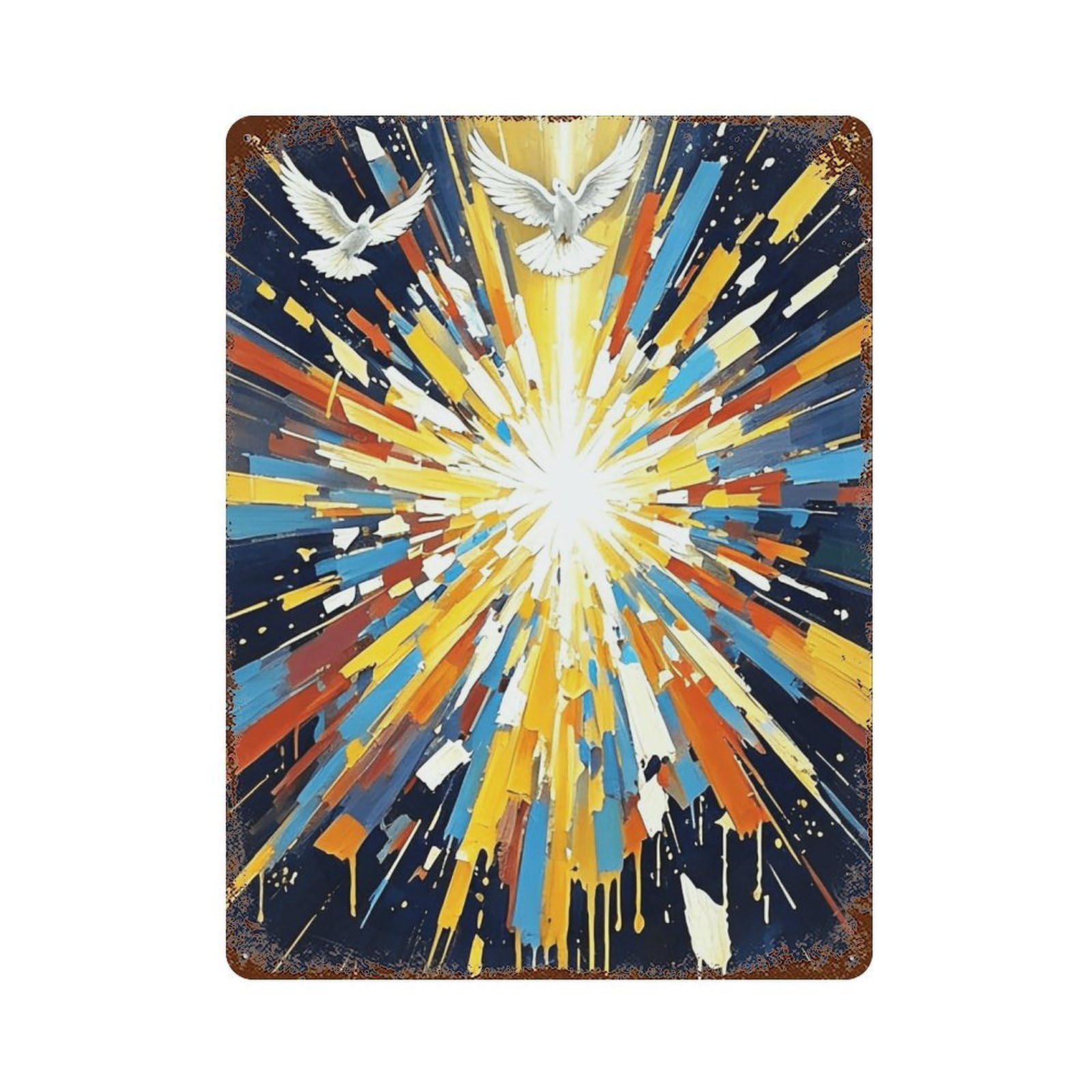 MGHTGRWE Christ And Dove of Peace (3) Poster Wall Art Iron Vintage Metal Tin Sign Modern Home Cofffee Club Art Bar Shop Decor 40x30cm