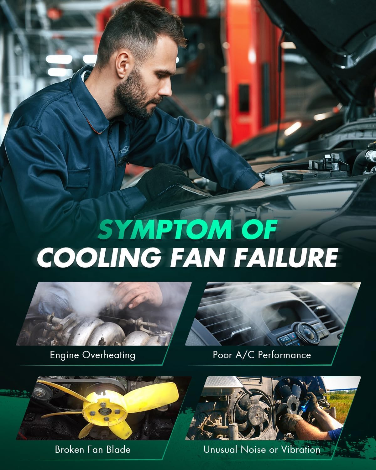 SCITOO Engine Radiator Condenser Cooling Fan Assembly Compatible with Toyota & for Geo Models, for Corolla 1993-1997, for Prizm 1993-1997 1.6L 1.8L, OE Number: 620-500 600150