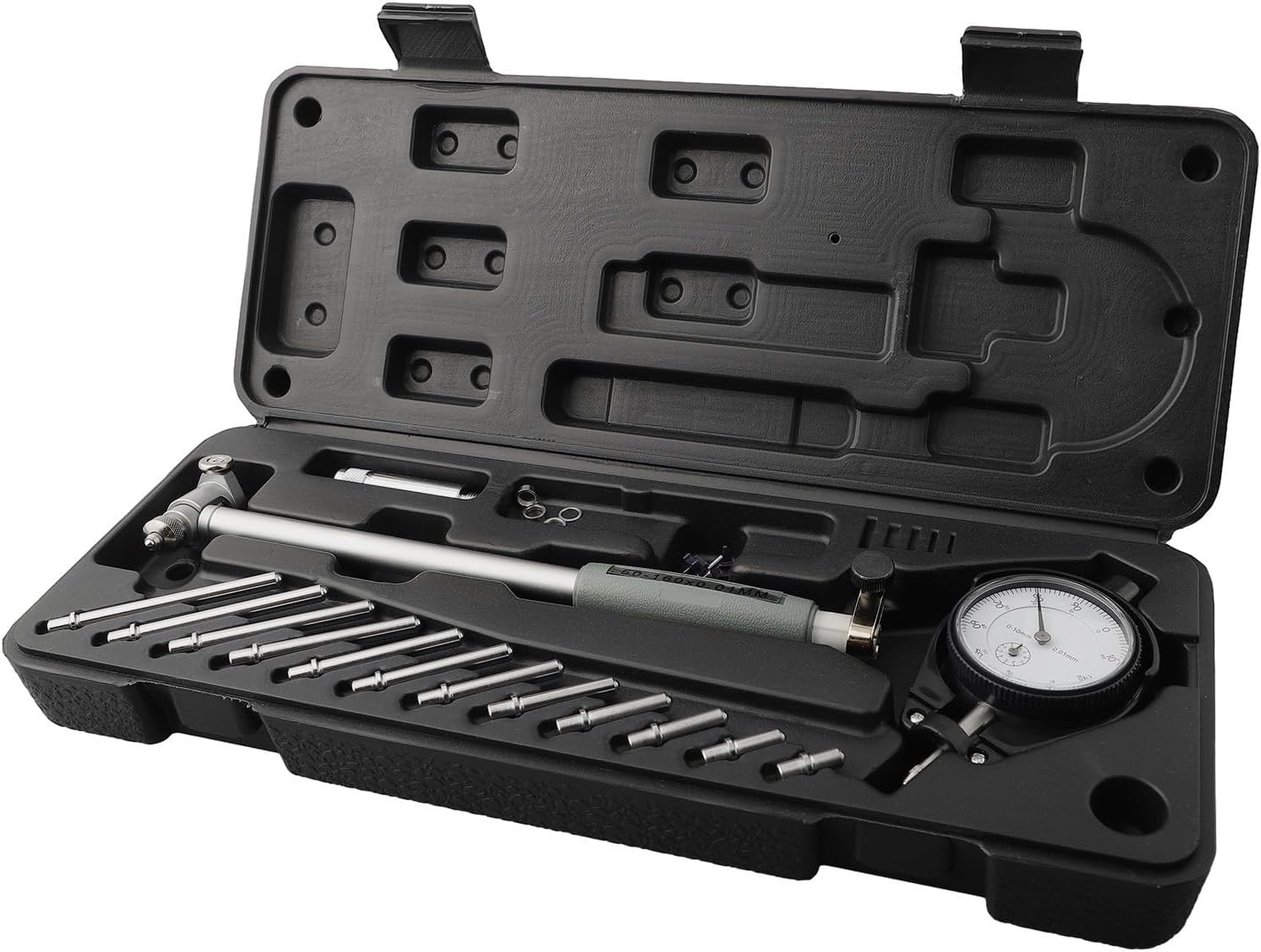 For Dial Indicator Bore Gauge 50mm-160mm 0.01mm With 12 Probes For Bore Diameter Measuring Instrument