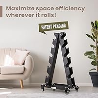 Vista 2 de LIONSCOOL Premium Solid Steel Dumbbell Rack Stand Only, A-Frame Portable Weight Storage Organizer with Optional Tray and Wheels, Perfect for Home