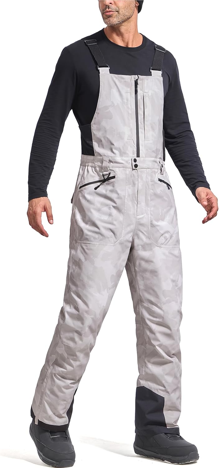 FREE SOLDIER Men's Insulated Waterproof Snow Bibs Ski Overalls