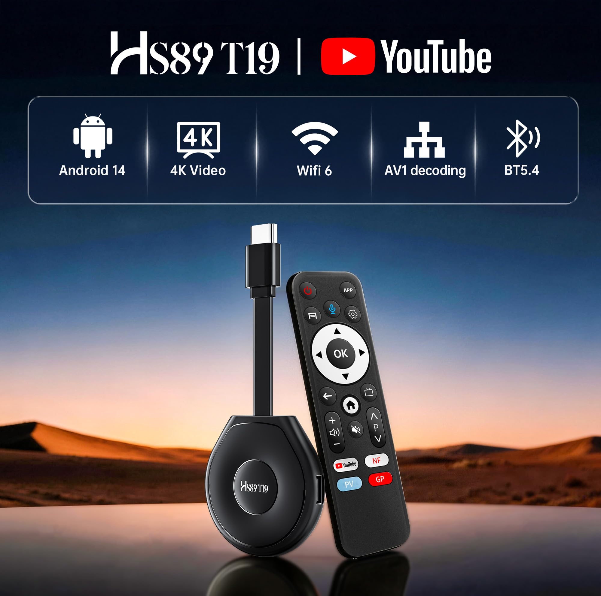 Android 14 TV Stick, RK3539 Quad Core 4GB RAM 32GB ROM, 4K WiFi 6 USB3.0 | 64bit Cortex-A53 Chipset, Smart TV Stick Support 2.4G /5G Dual-band Wi-Fi BT 5.4, Ethernet 10/100M Streaming Stick TV