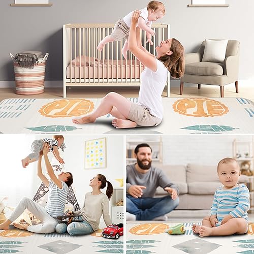 Miniatura 8 de CreateBay Tapete de juego plegable extra grande de 79 x 71 x 0.8 pulgadas de grosor, tapete de juego de espuma XPE de doble cara, antideslizante,