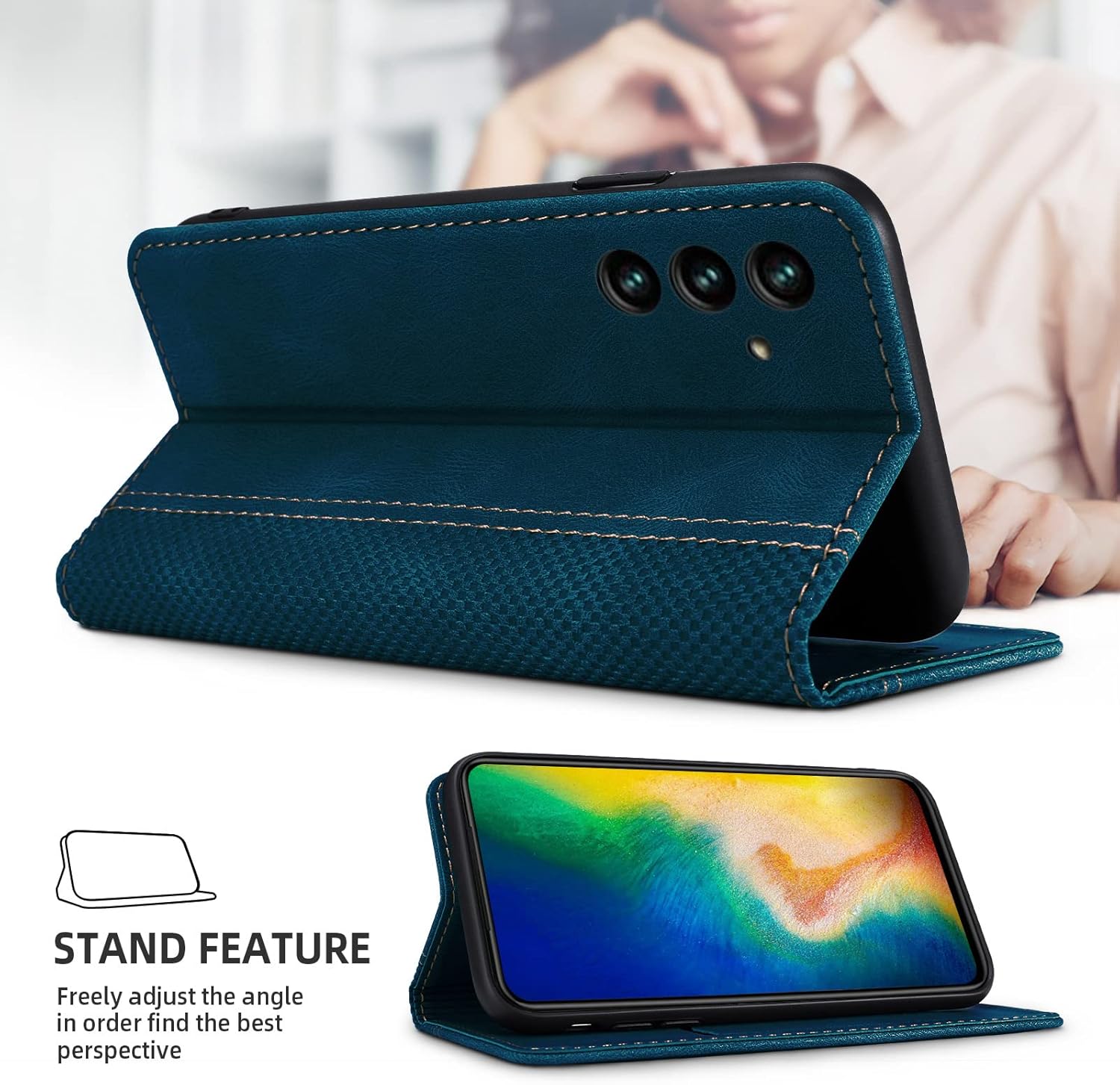 AKABEILA Case for Honor 80 GT/Honor 80 Pro Premium PU Leather Flip Wallet Case with Magnetic Closure Kickstand Card Slots Folio Mobile Phone Case Cover Protective Case Blue