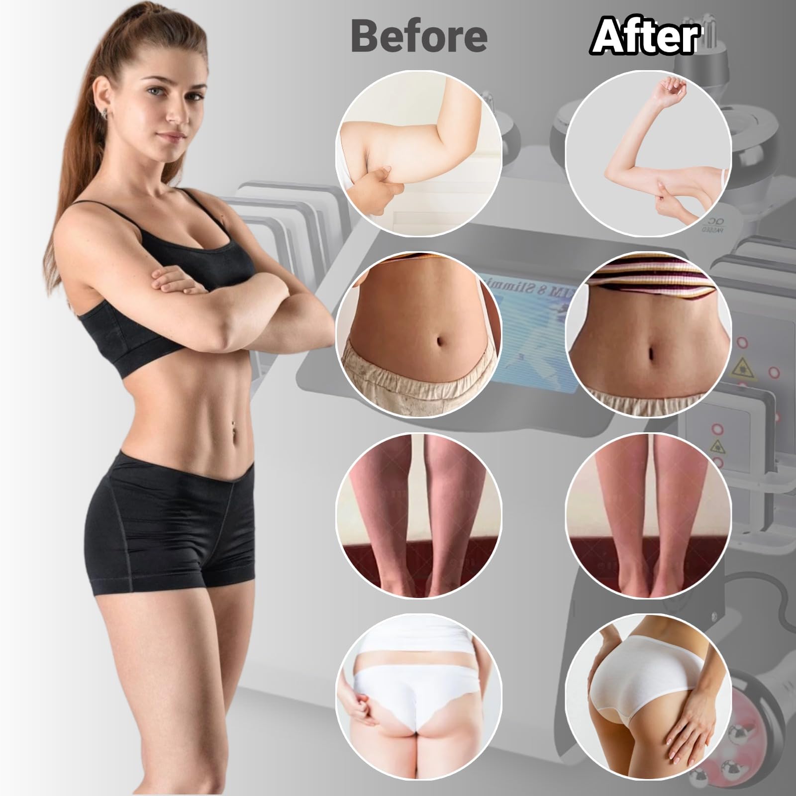 Máquina de cavitación para eliminación de grasa corporal 40K, 6 en 1 RF radiofrecuencia 40K cavitación adelgazante corporal para uso doméstico y salón de belleza