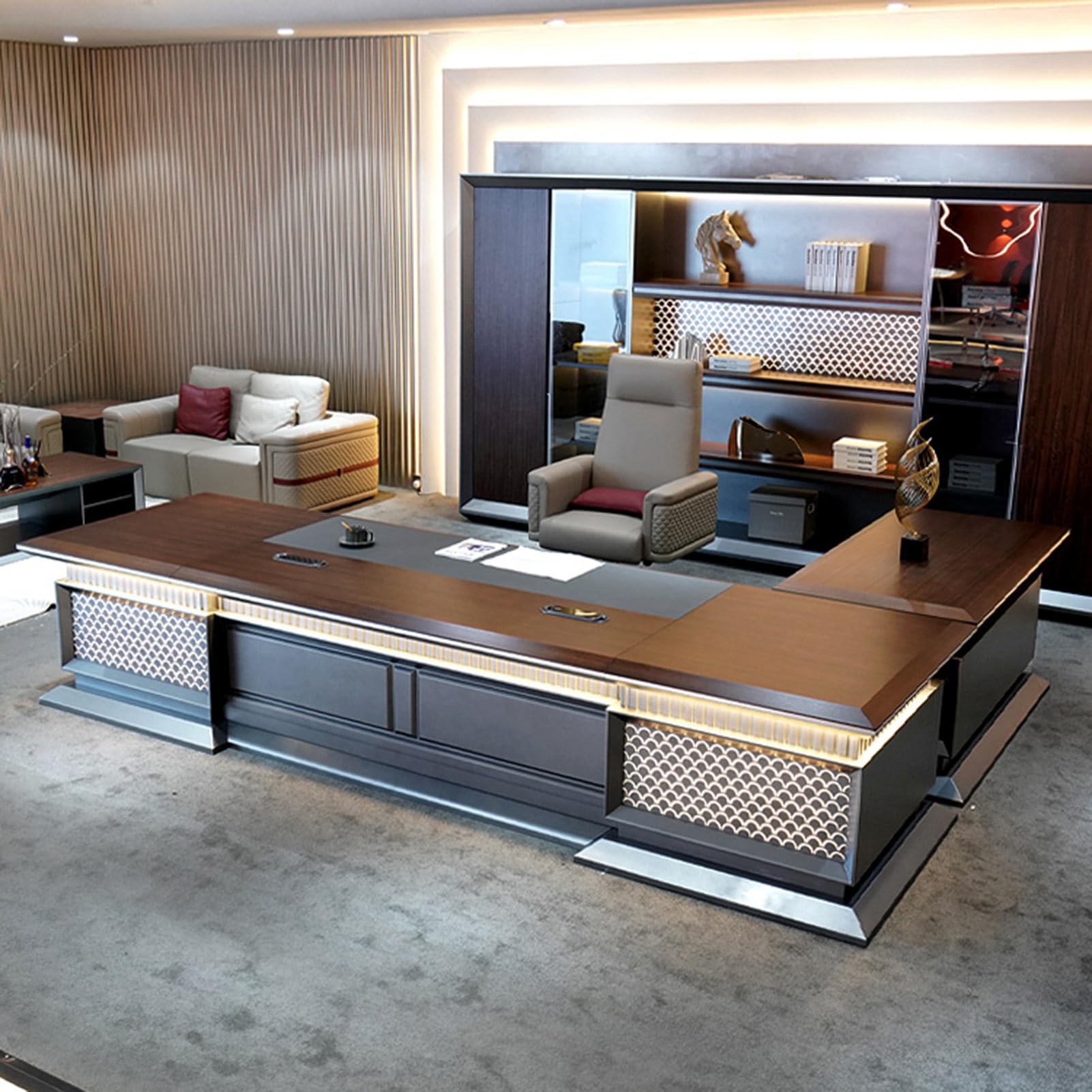 DLCQIJI Nordic Luxury Office Desk Executive Desk Computer Desk with Storage Cabinets Writing Study Desk Computer Desk for