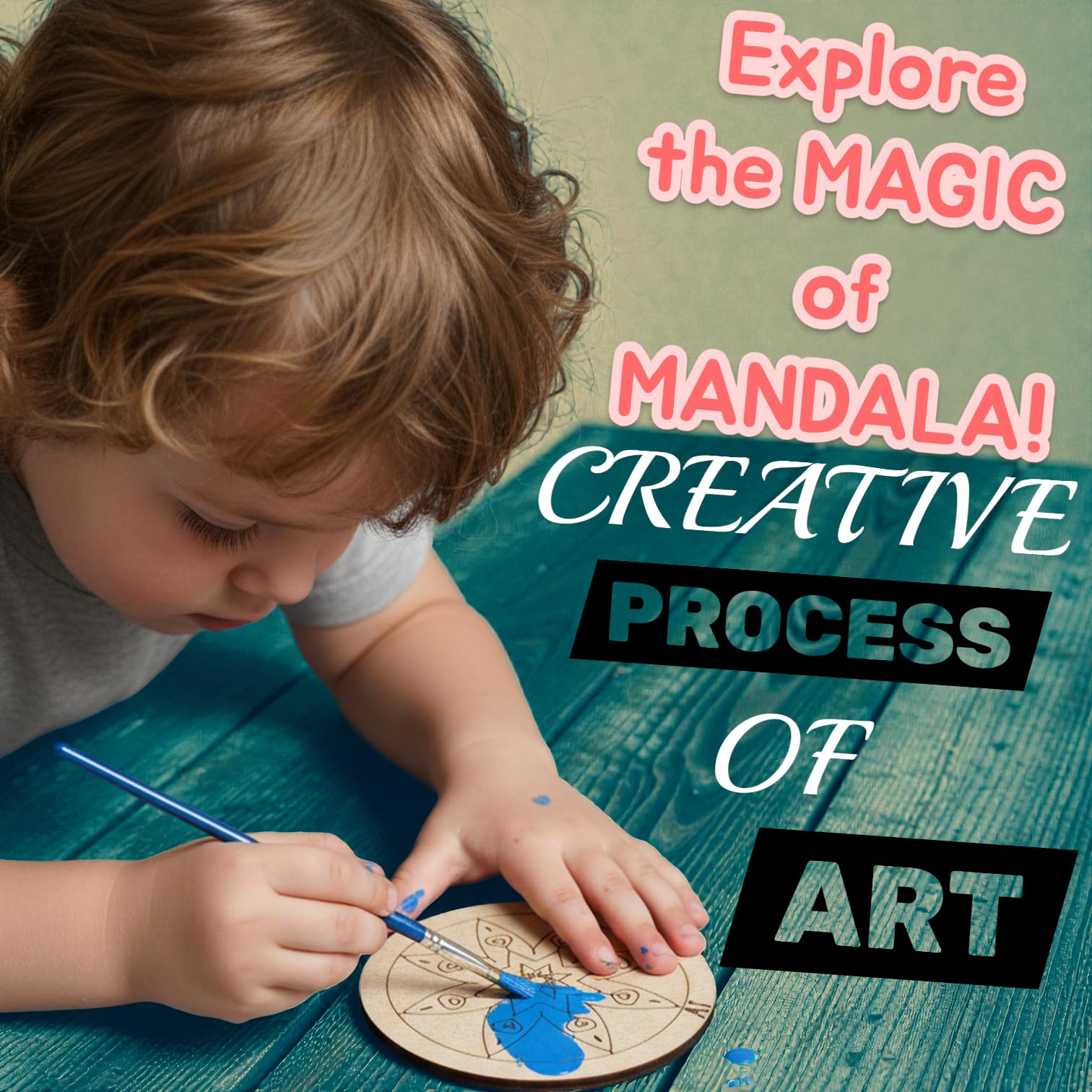BAGJI TOYS DIY Coaster Painting Kit for Kids & Adults – 6 Pre-Marked Wooden Tea Coasters with Stand, 12 Acrylic Colours & Brush – Mandala Art & Craft DIY Set – Beginner Friendly Painting Craft Kit, Birthday & Gift Activity (MandalaA4) 2